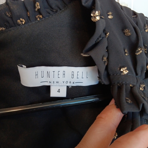 Hunter Bell New York Women’s Amanda 3/4 Sleeve Black Gold Dress Size 4 semi new - Picture 4 of 6